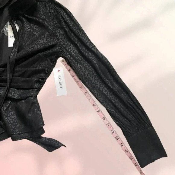 BARDOT Tie Blouse in Satin Black Leopard - Picture 8 of 16